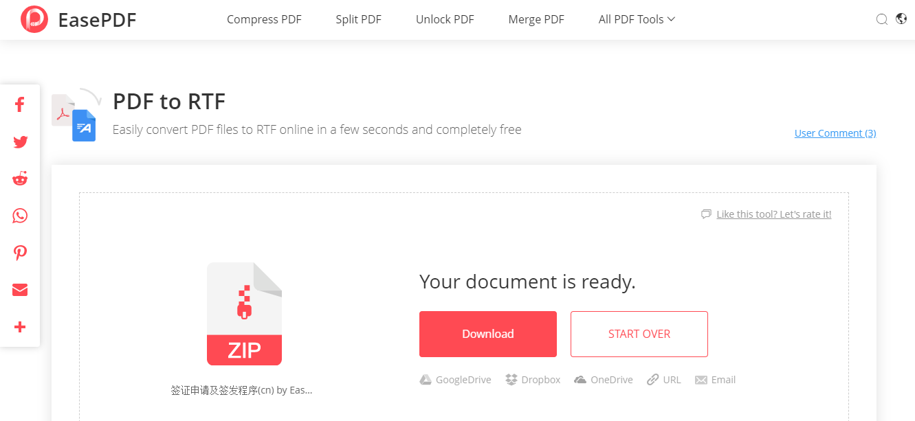 EasePDF PDF to RTF Download File